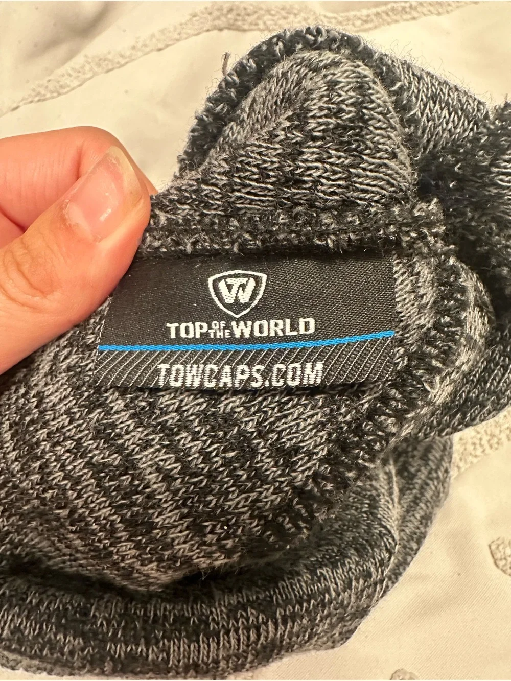 Pom Beanie Hat - Navy & Gray